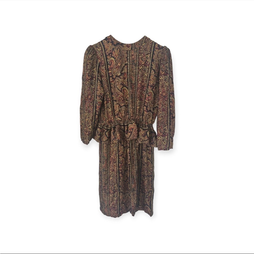 Saks Fifth Vintage Daisy 100% Silk Dress Sz 8 Back Buttons Smock Waist Y2k Rare